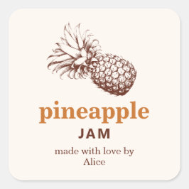 Zelfgemaakte ananas jam met aangepaste kleuren vierkante sticker