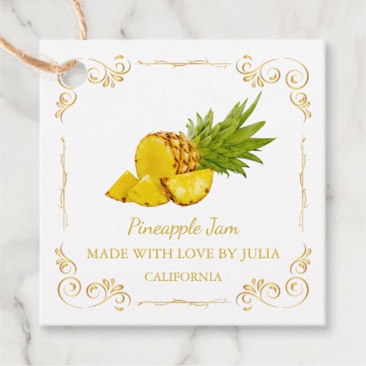 Zelfgemaakte Ananas Jam Square Hang Label (Voorkant)