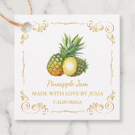 Zelfgemaakte Ananas Jam Square Hang Label (Voorkant)