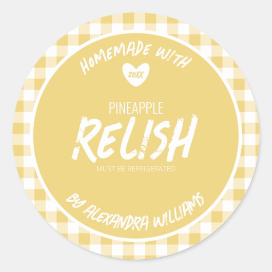 Zelfgemaakte Ananas Relish Klassieke Ronde Sticker (Voorkant)