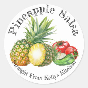 Zelfgemaakte Ananas Salsa Voedsetlabel voor Thuis Ronde Sticker