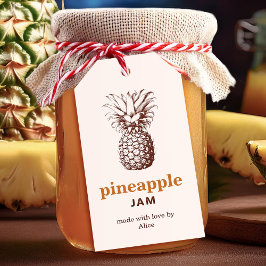 Zelfgemaakte ananasjam met aangepaste kleuren cadeaulabel
