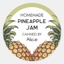 Zelfgemaakte ananasjam preserve label