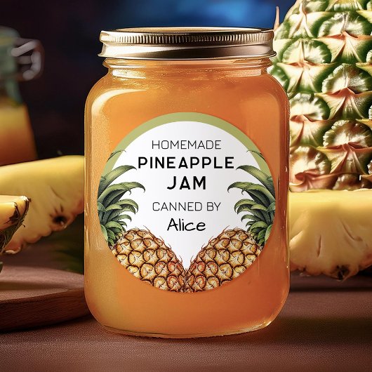 Zelfgemaakte ananasjam preserve label