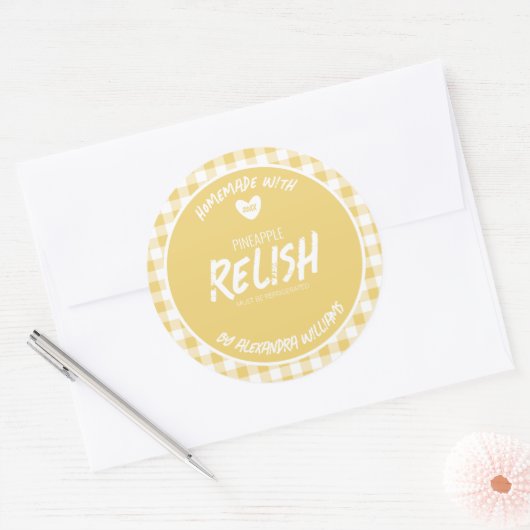 Zelfgemaakte Ananasrelish Klassieke Ronde Sticker (Envelop)