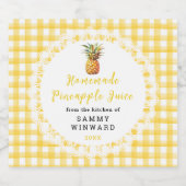Zelfgemaakte ananassap Drink Likeurfles Etiket (Enkel label)