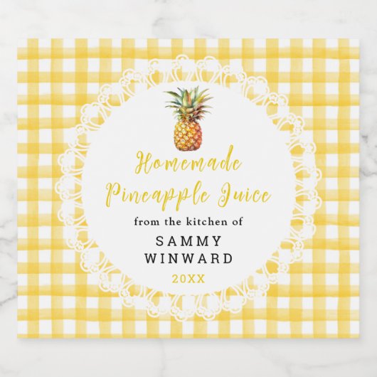 Zelfgemaakte ananassap Drink Likeurfles Etiket (Enkel label)