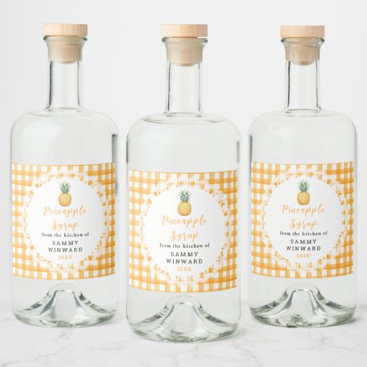 Zelfgemaakte Ananassiroop Fles Etiket (Flessen)