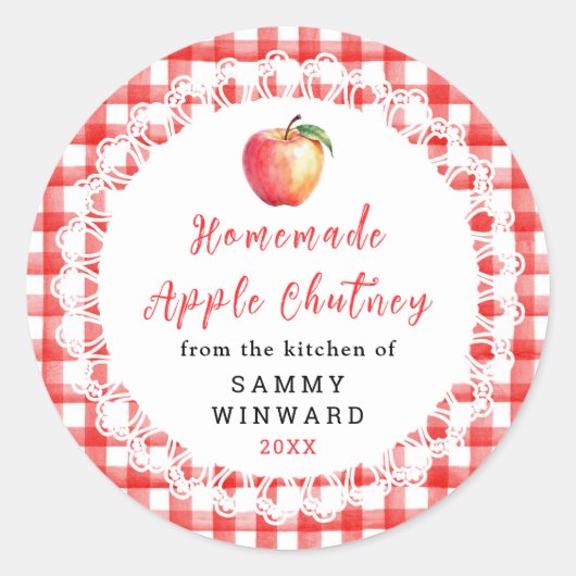 Zelfgemaakte appelchutney potlabel ronde sticker (Voorkant)