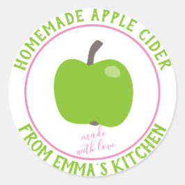 Zelfgemaakte appelcider - gemaakt met liefde ronde sticker