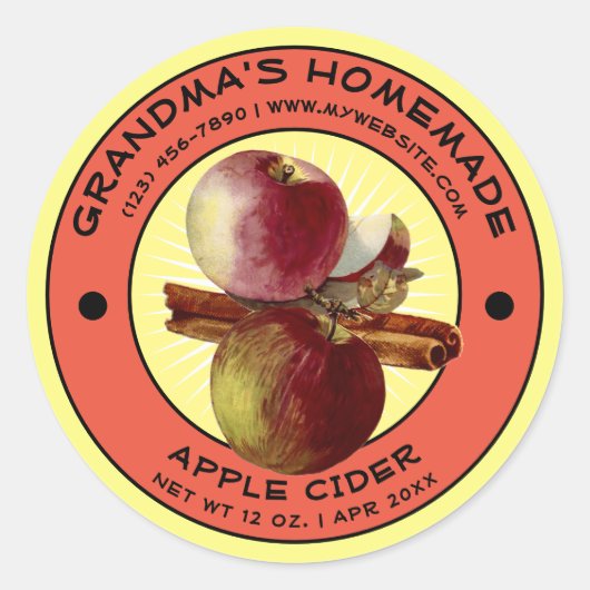  zelfgemaakte appelcider label Sjabloon (Voorkant)