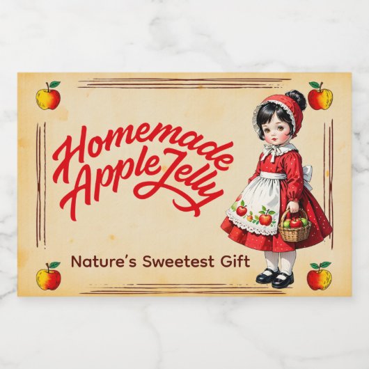 Zelfgemaakte Appeljam - Vintage Voedselcontainer Etiket (Enkel label)