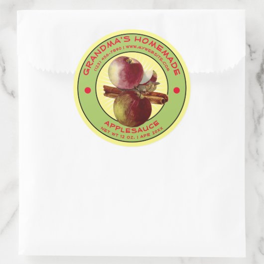 zelfgemaakte appelmoes label Sjabloon (Tas)