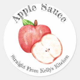 Zelfgemaakte appelmoes voedingslabel voor thuis ronde sticker