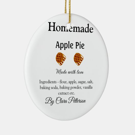 Zelfgemaakte appeltaart gemaakt met liefde en ingr keramisch ornament (Rechts)