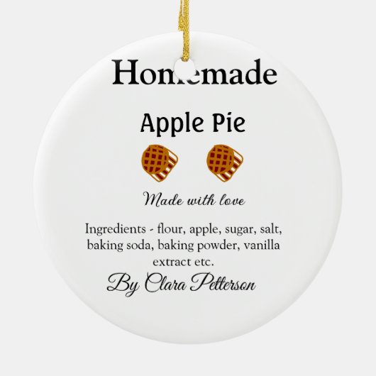 Zelfgemaakte appeltaart gemaakt met liefde en ingr keramisch ornament (Achterkant)