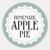 Zelfgemaakte appeltaart met gecanneleerde rand van ronde sticker (Voorkant)