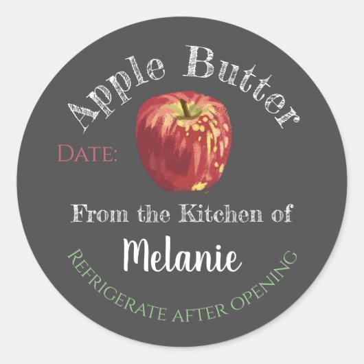 Zelfgemaakte Apple Butter krijt Art Inblikken Jam  Ronde Sticker (Voorkant)