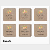 Zelfgemaakte Apple Butter Square Kraft-papieren la Vierkante Sticker (Vel)