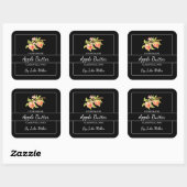 Zelfgemaakte Apple Butter Square Label Zwart (Vel)