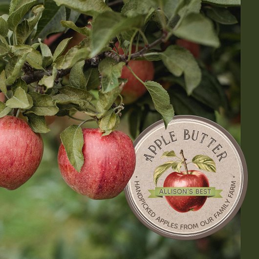 ZELFGEMAAKTE APPLE CIDER Grunge Font Kraft en Brui Ronde Sticker