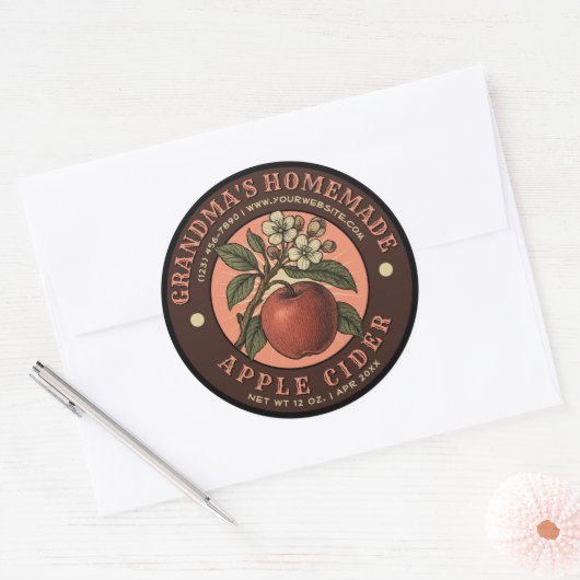 Zelfgemaakte Apple Cider  Label Sjabloon (Envelop)