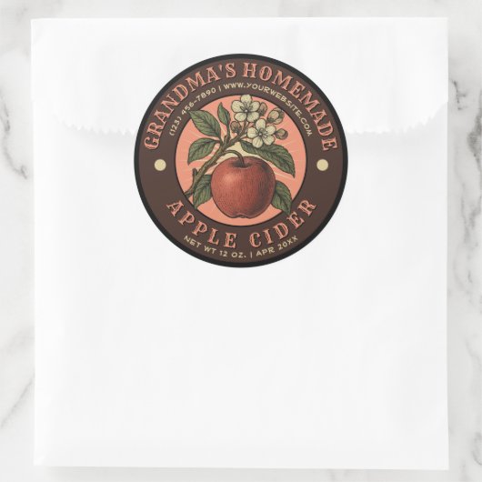 Zelfgemaakte Apple Cider Label Sjabloon (Tas)