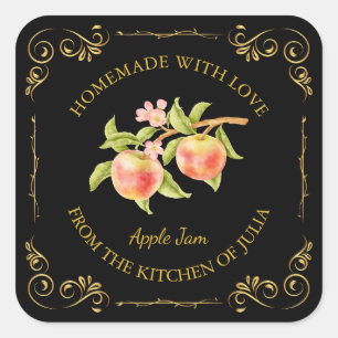zelfgemaakte Apple Jam Square Label