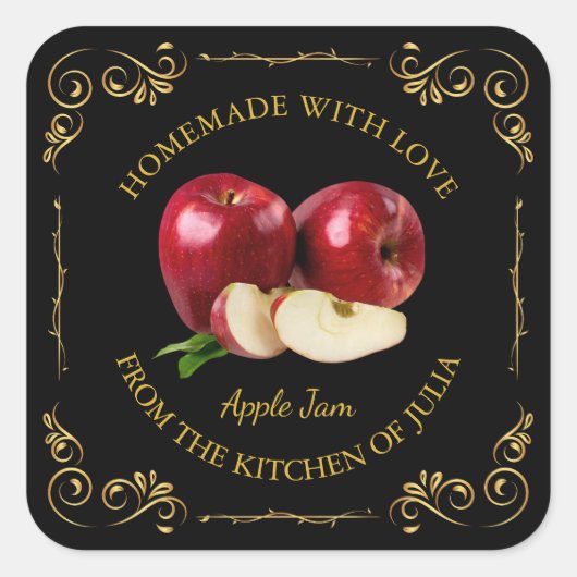 zelfgemaakte Apple Jam Square Label (Voorkant)