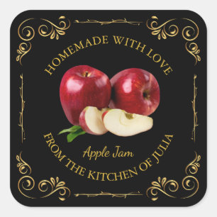  zelfgemaakte Apple Jam Square Label
