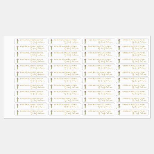 Zelfgemaakte asperges Pickle Thin Label (Vel)