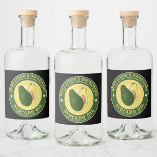 zelfgemaakte avocado olie likeur flesje label likeurfles etiket