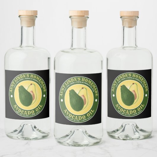  zelfgemaakte avocado olie likeur flesje label likeurfles etiket