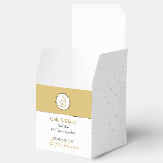 Zelfgemaakte bad & body verpakking | Goud & Zwart Bedankdoosjes (Geopend)