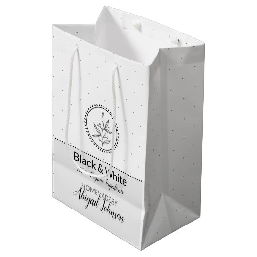 Zelfgemaakte bad & body verpakking | Zwart-wit Medium Cadeauzakje (Voorkant Gekanteld)