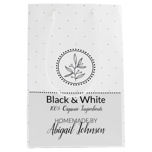 Zelfgemaakte bad & body verpakking | Zwart-wit Medium Cadeauzakje (Voorkant)