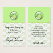 Zelfgemaakte bad & lichaamsbergamot citrus cadeauk visitekaartje (Voorkant /achterkant)