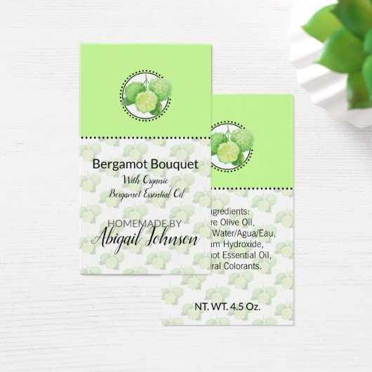 Zelfgemaakte bad & lichaamsbergamot citrus cadeauk visitekaartje (Bureau)
