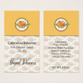 Zelfgemaakte bad & lichaamscalendula-wildebloem ca visitekaartje (Voorkant /achterkant)