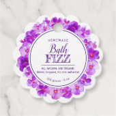 Zelfgemaakte badfizz panty paarse wit bedankjes labels (Voorkant)