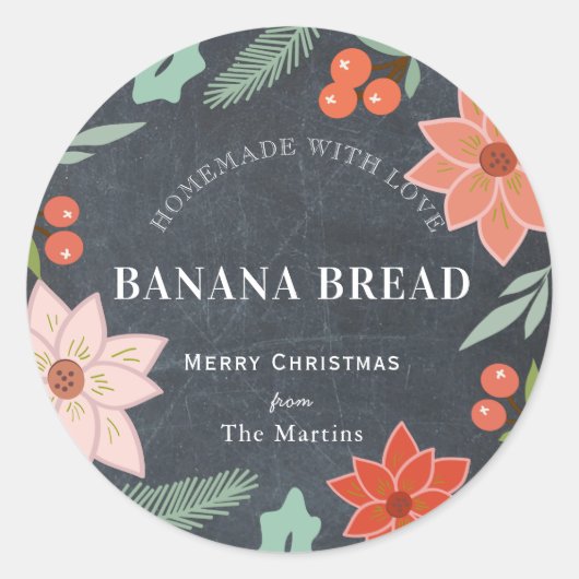 Zelfgemaakte bakcadeaus Floral Chalkboard Vakantie Ronde Sticker (Voorkant)