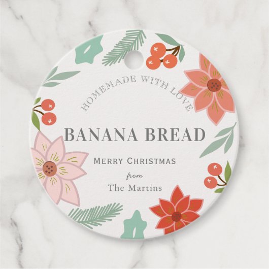 Zelfgemaakte bakcadeaus Floral Cream Vakantie Bedankjes Labels (Voorkant)