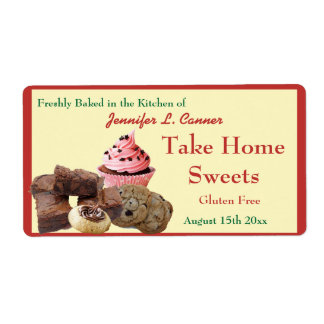 Zelfgemaakte Baked Goods Assortiment Poppy Red Edg Etiket