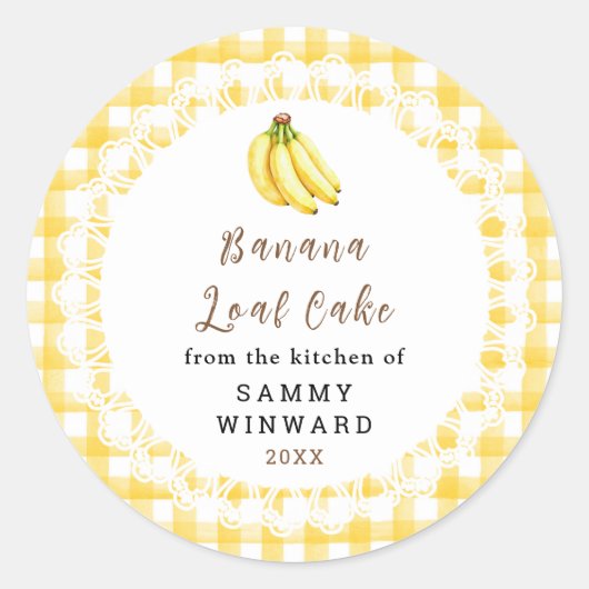 Zelfgemaakte Banaanbrood Cake Etiket (Voorkant)