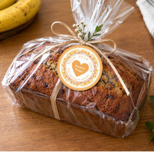 Zelfgemaakte Banaanbrood Gebakken Met Liefde Geel Ronde Sticker