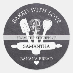 Zelfgemaakte Banaanbrood Gebakken Met liefde Schoo Ronde Sticker