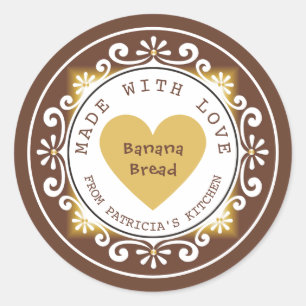 Zelfgemaakte Banaanbrood Gemaakt Met Liefde Ronde Sticker