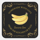 Zelfgemaakte Banana Jam Square Label (Voorkant)
