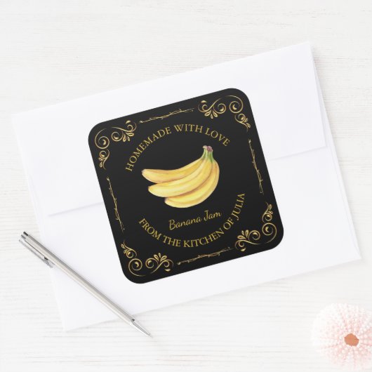 Zelfgemaakte Banana Jam Square Label (Envelop)