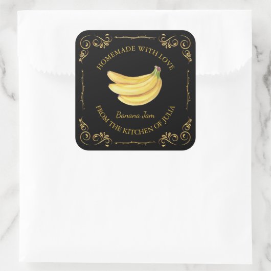 Zelfgemaakte Banana Jam Square Label (Tas)